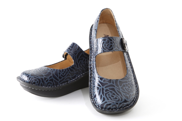 Alegria Shoes - Paloma Navy Embossed Rose